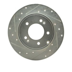 Hyundai TUCSON Brake Rotor (1) - Rear Left - R1 Concepts - Drilled & Slotted - Silver - `05-`20